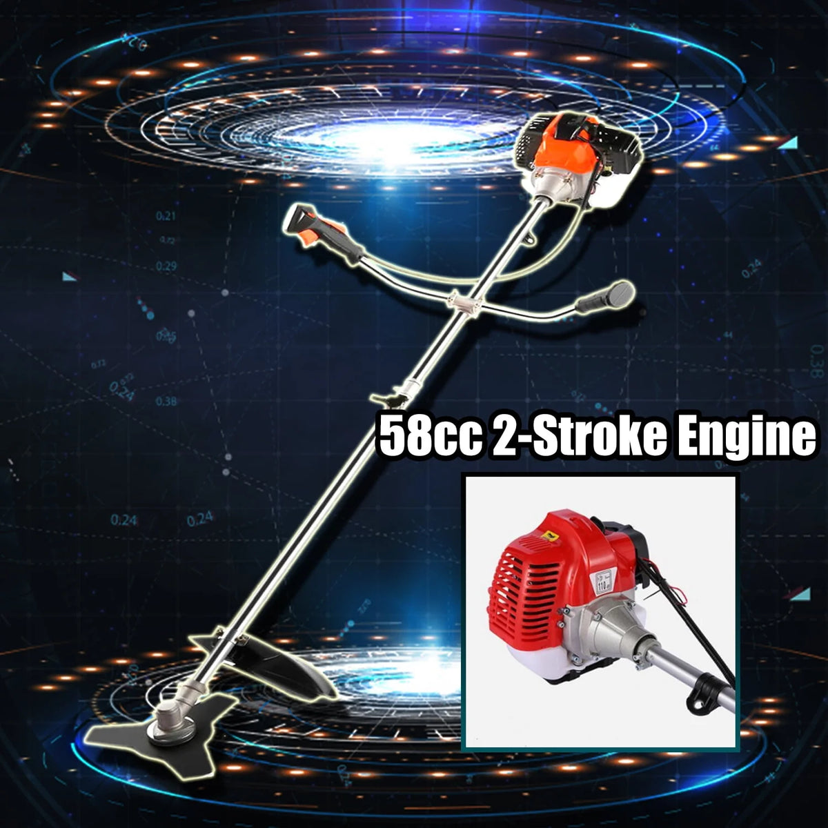 58CC Gas String Trimmer with 4 Detachable Heads H722