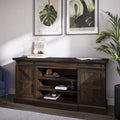Modern Farmhouse TV Stand with Adjustable Shelves and Barn Doors V9920