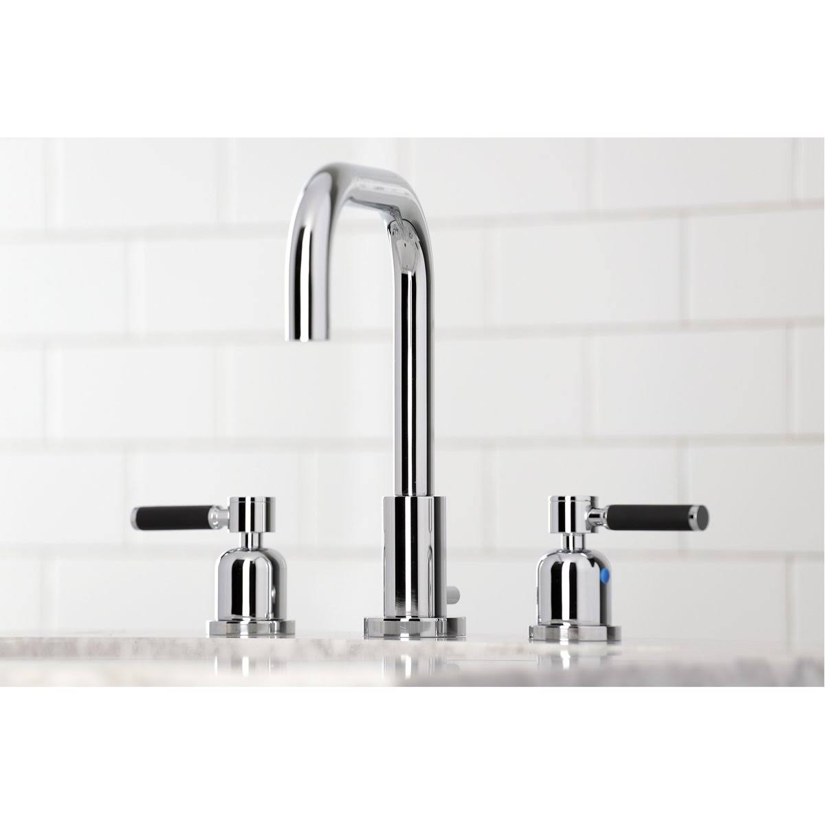 Polished Chrome Widespread Bathroom Faucet with Brass Pop-Up Q5626