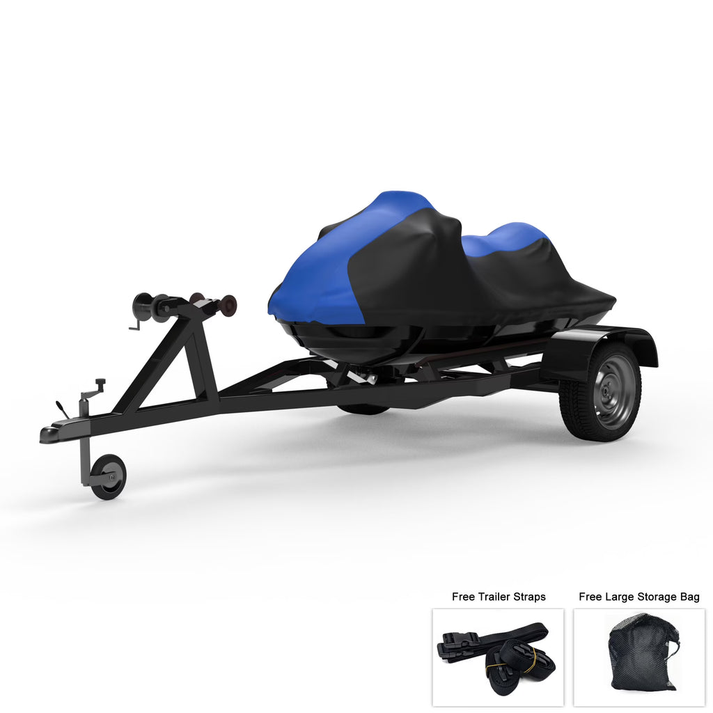 Blue Black Trailerable Jet Ski Cover with Trailer Straps and Storage Bag Q571