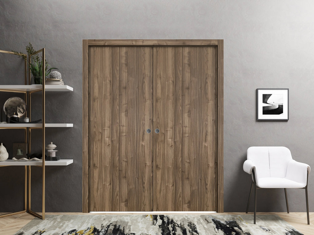Solid Wood Sliding French Double Pocket Doors 64 x 96 inches Q35176