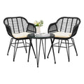 3 Piece PE Rattan Wicker Bistro Set with Cushions Z8383