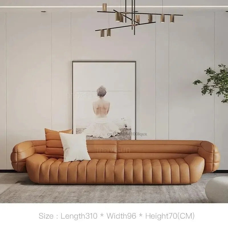 Yellow Light Grey Leather Sofa A43027