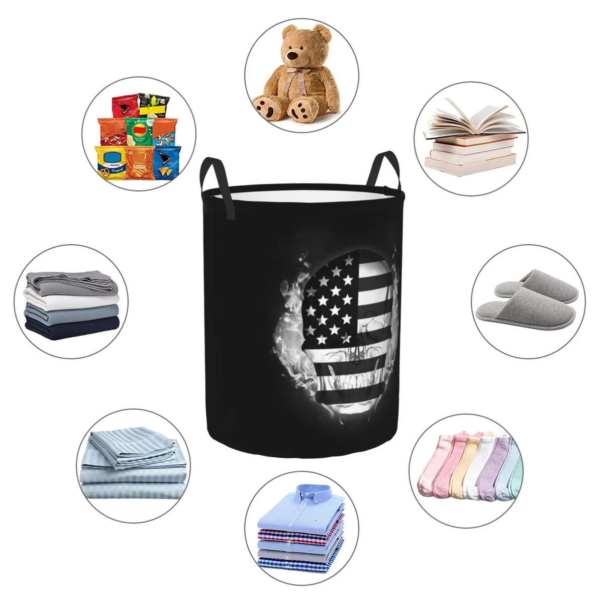 Collapsible 62L Black Laundry Basket M6881