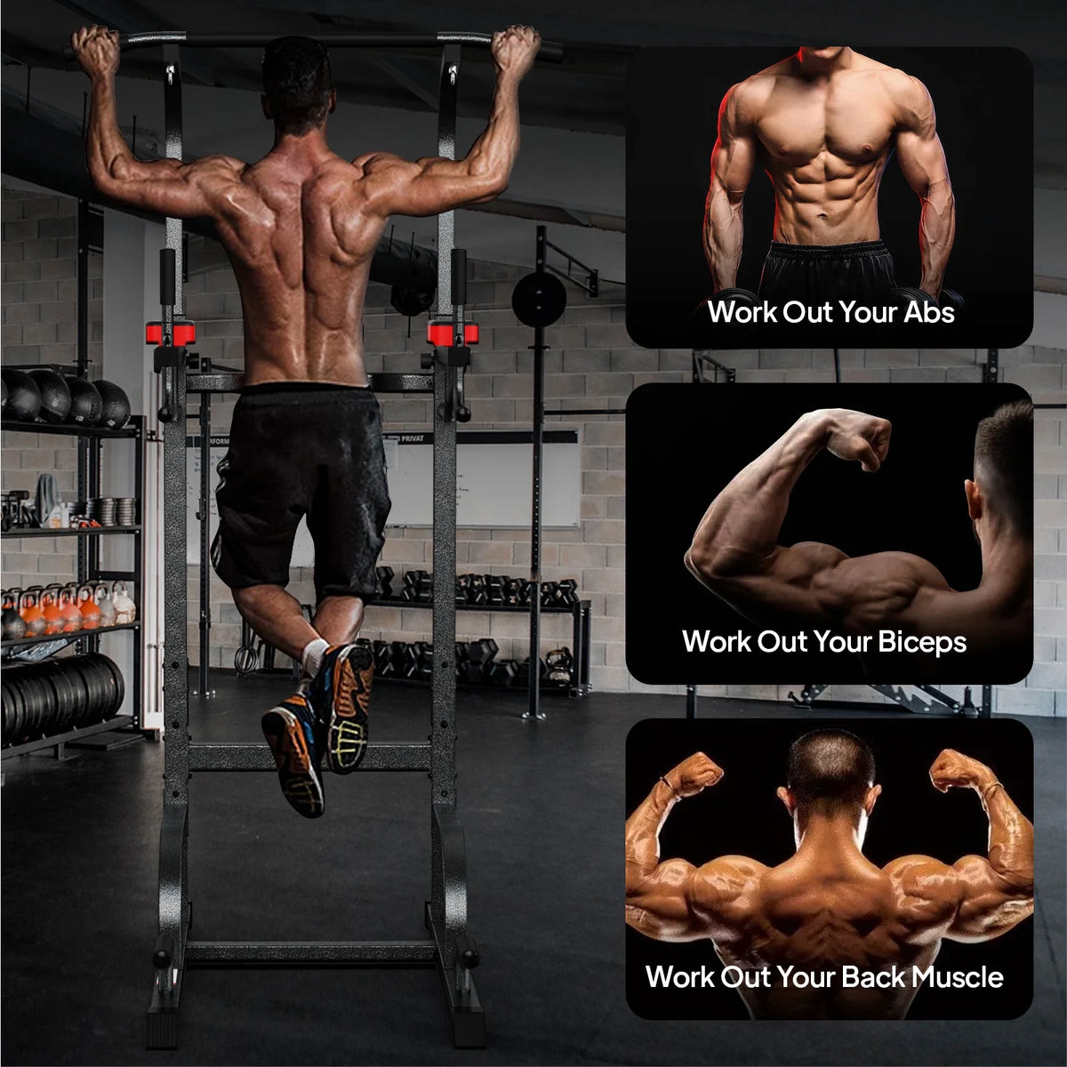 Power Tower Dip Station Pull up Bar 480lbs Z838952