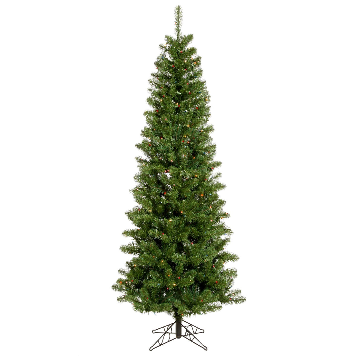 7.5 ft Salem Pencil Pine Christmas Tree with Multi-Colored LED Lights H80057