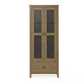 Golden Oak Wide Storage Cabinet with Mesh Doors J766