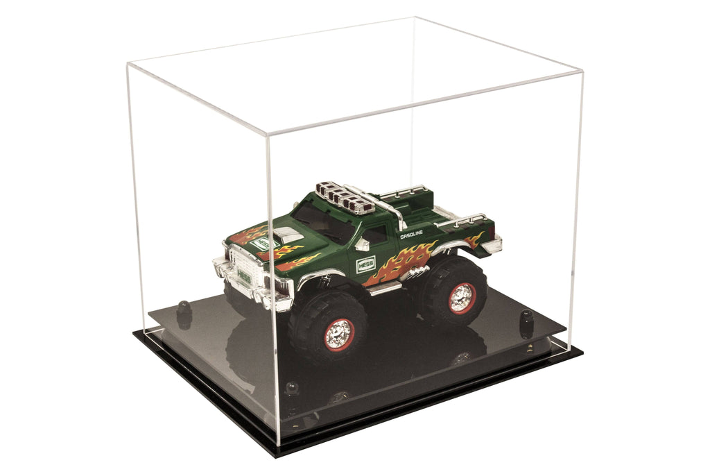 Clear Acrylic Display Case - Medium Rectangle Box with Gold Risers 12.25 inch x 10 inch x 10.5 inch F439209