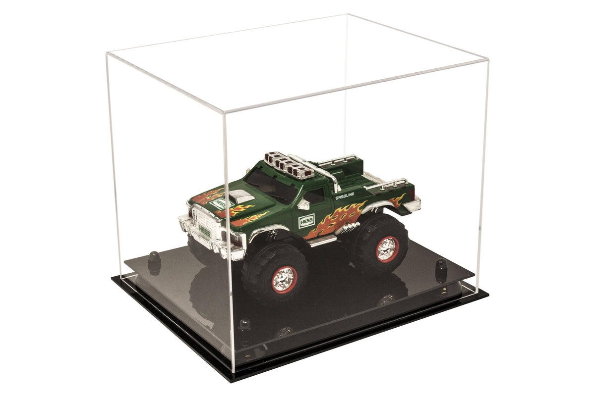 Clear Acrylic Display Case - Medium Rectangle Box with Gold Risers 12.25 inch x 10 inch x 10.5 inch F439209