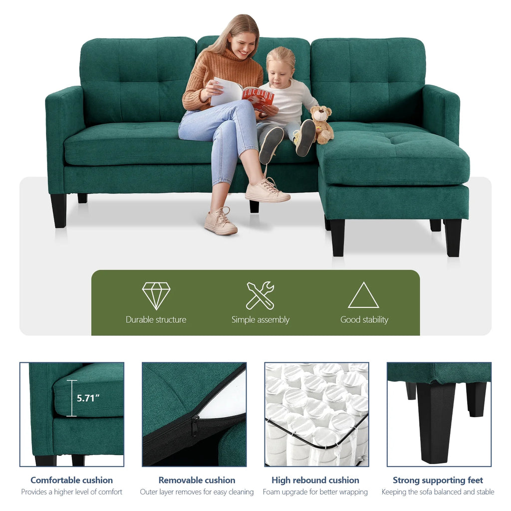 Modern Reversible Chaise L-Shaped Sectional Sofa D211603