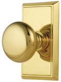 Passage Set Unlacquered Brass Knob with Rectangular Rosette R279