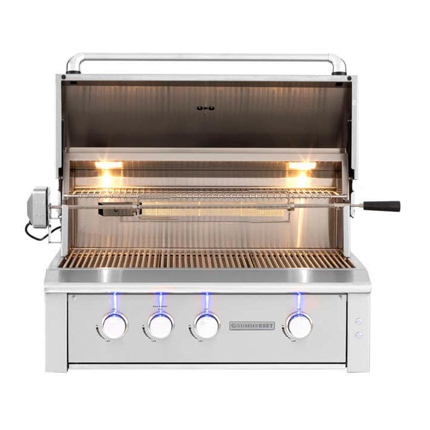 36-Inch 3-Burner Built-In Natural Gas Grill With Stainless Steel Burners & Rotisserie E13729