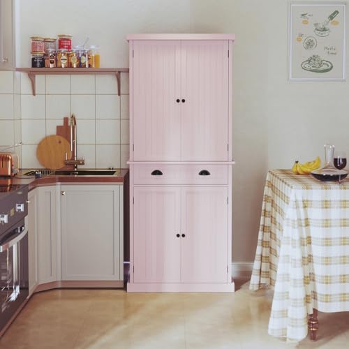 Green Kitchen Pantry Storage Cabinet with Drawer and Adjustable Shelves I24766