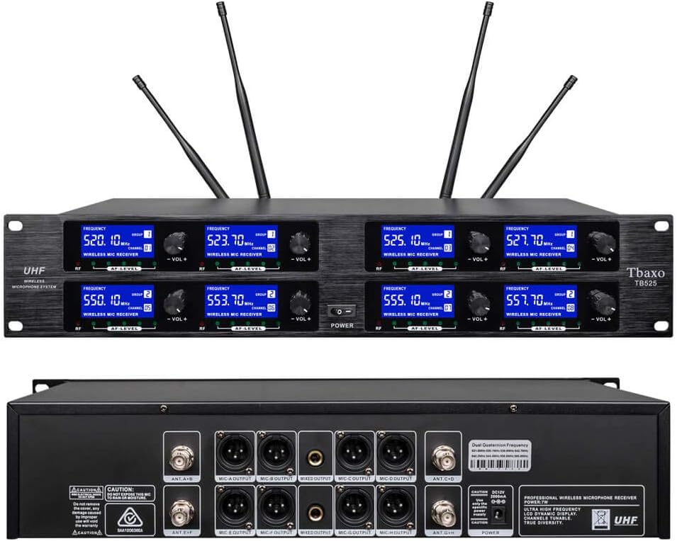 Wireless Microphone System 8 Channel UHF Handheld Metal Karaoke Microphones Y2064