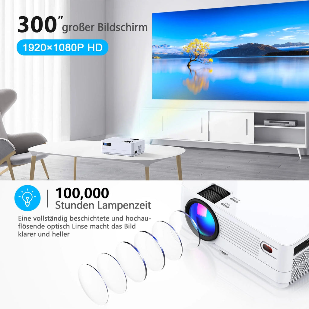 12000LM Native 1080P HD Projector with WiFi and Bluetooth S8209