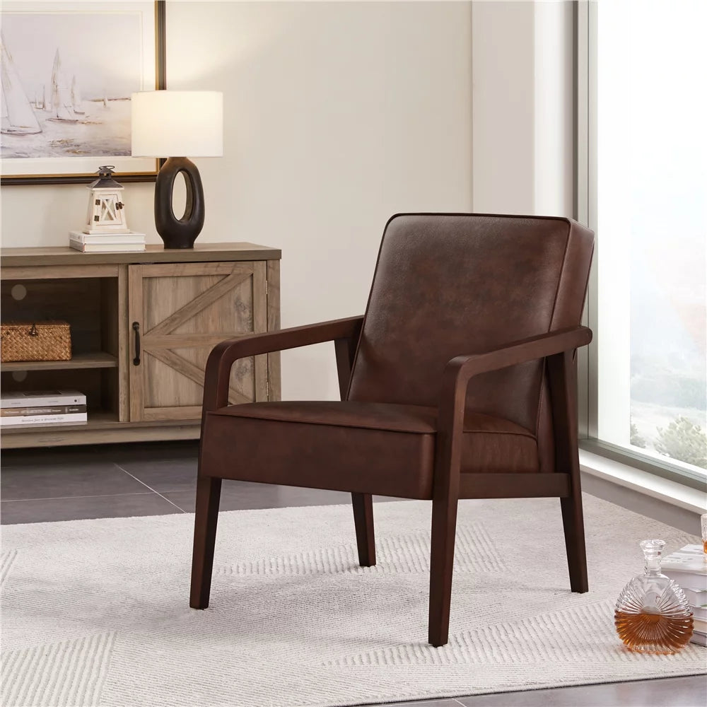 Dark Brown Upholstered Accent Chair U41682