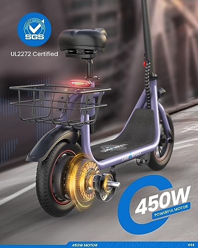Electric Scooter with Seat, 450W Motor, Foldable D372