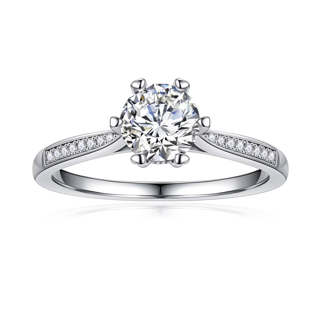 1 Carat Moissanite Engagement Ring 925 Sterling Silver Round Cut Q249