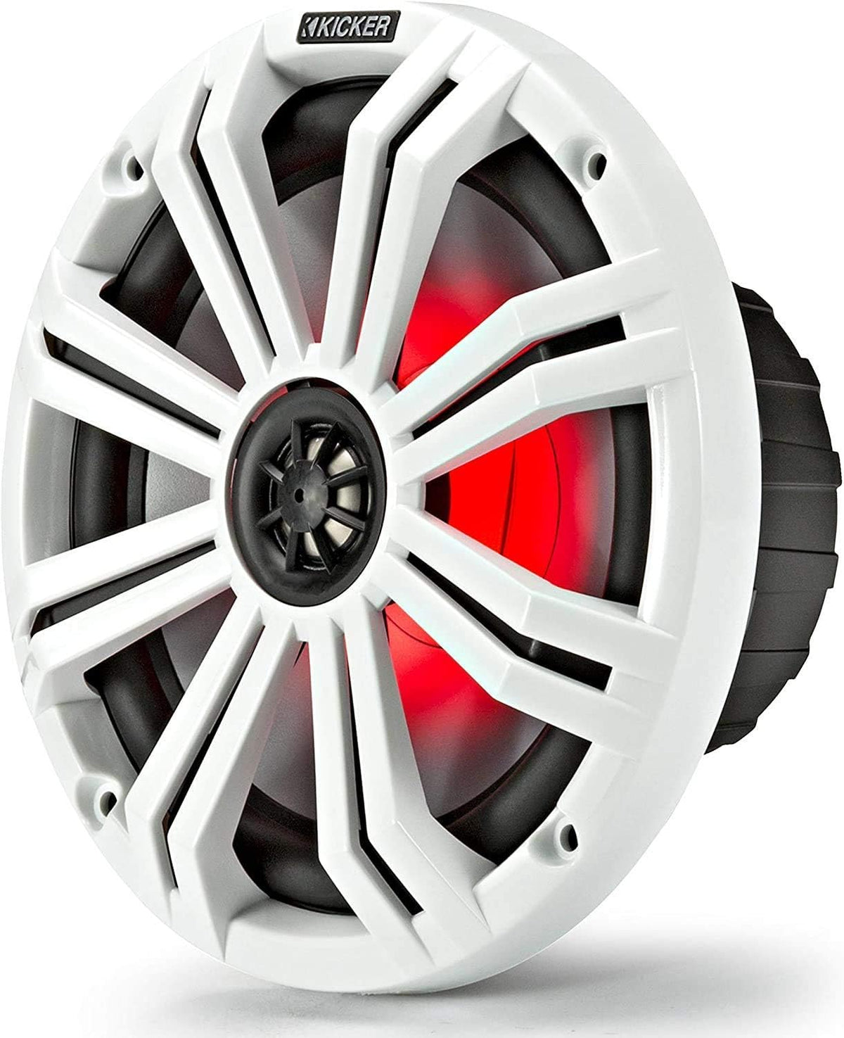 8-Inch Marine Coaxial Boat Speakers Pair with LED Remote Controller Bundle, Black and White Grilles, Multicolor LED Lights, 4-Ohm, 300 Max Watts, Waterproof and Saltproof P85147