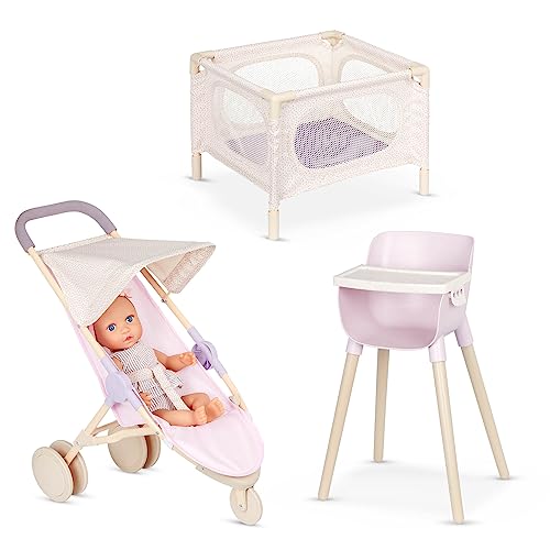 14-Inch Baby Doll Nursery Playset with High Chair, Playpen & Jogger Stroller R908