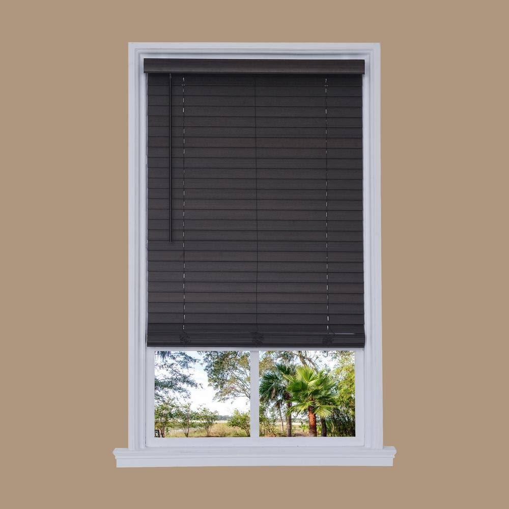 Walnut Faux Wood Cordless Horizontal Blinds Z39355