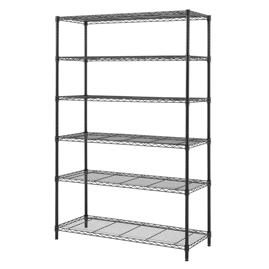 Steel 6-Tier Storage Shelf Unit Black F3640