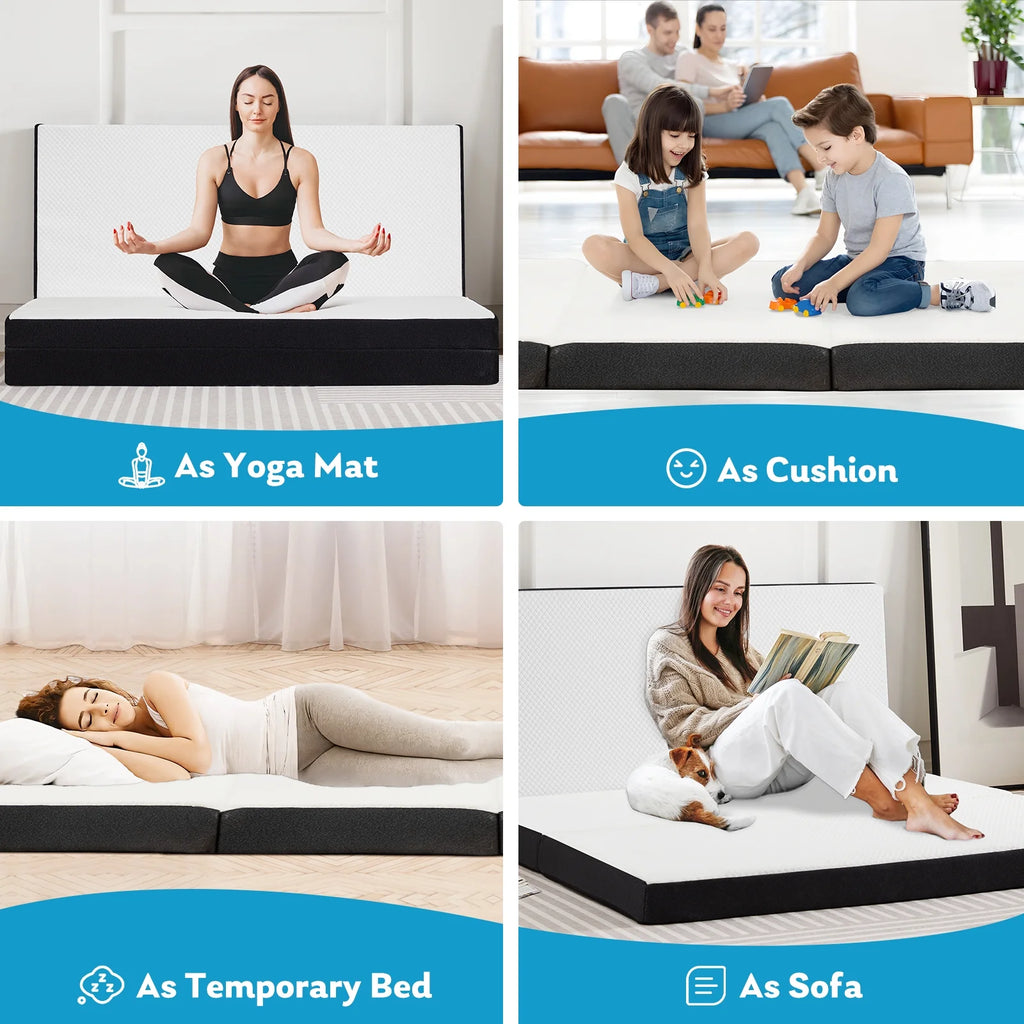 Queen Size 4 inch Tri-fold Memory Foam Mattress Z399