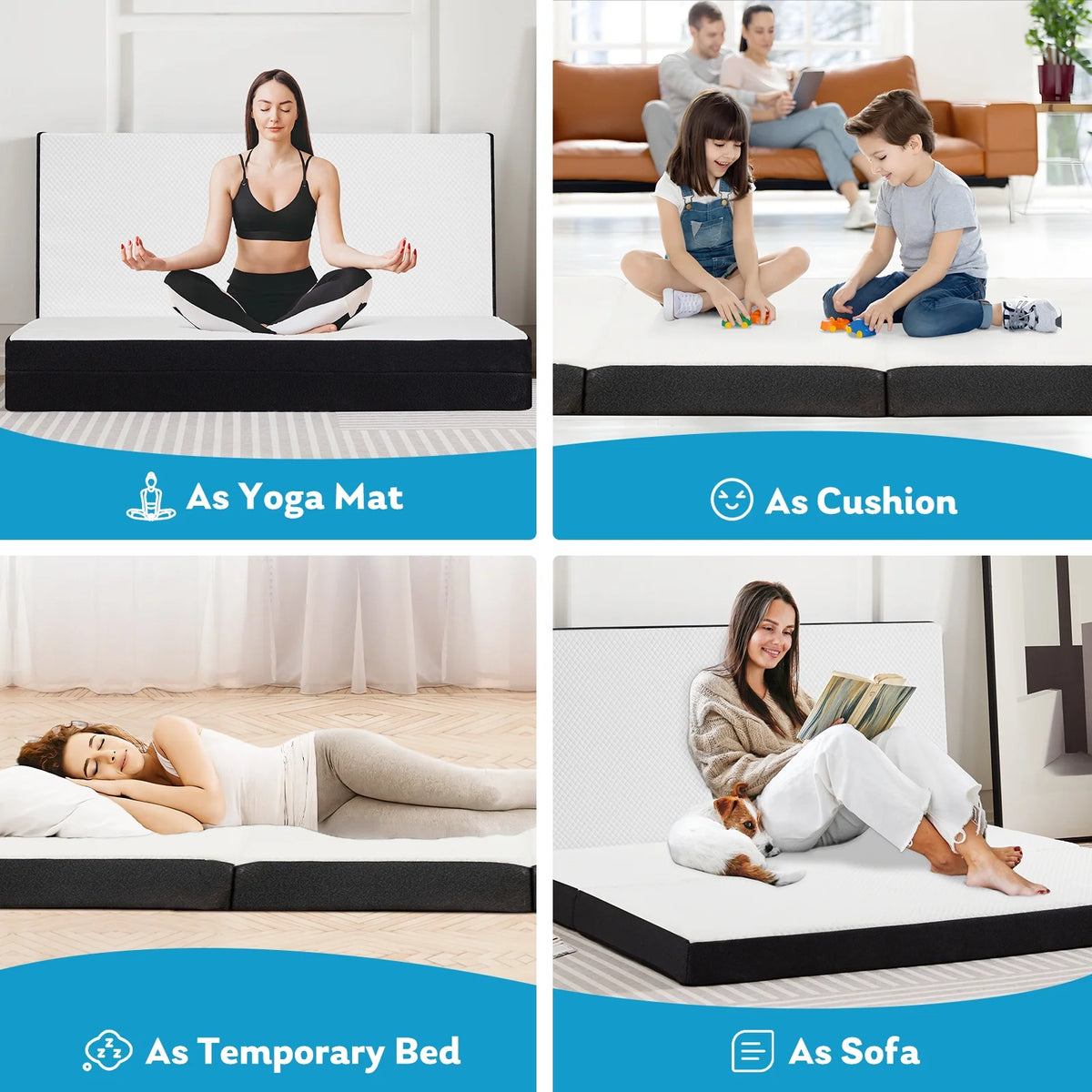 Queen Size 4 inch Tri-fold Memory Foam Mattress Z399
