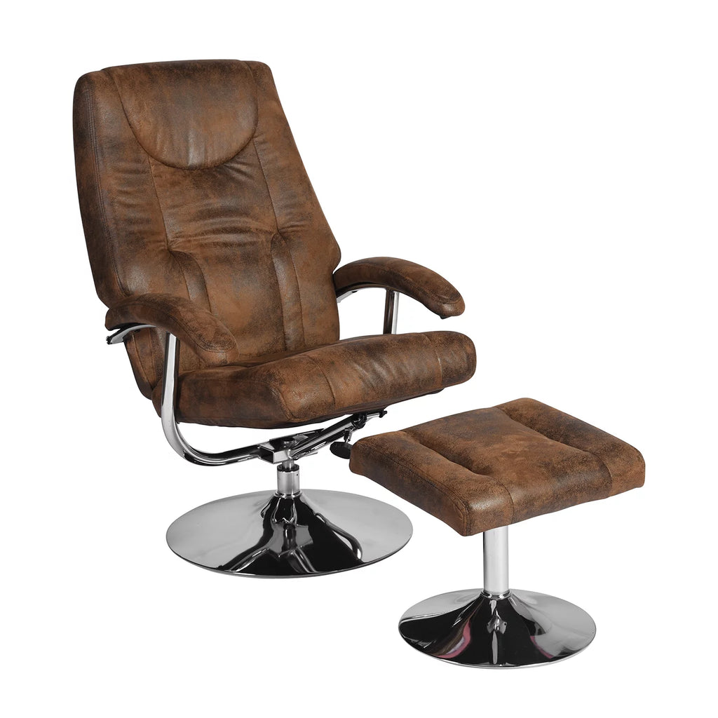 Vintage Fabric Accent Chair with Ottoman E51030