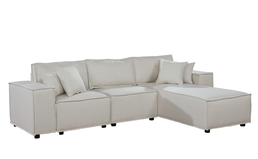Beige Linen Sofa with Reversible Chaise A19521