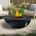 28" Outdoor Fire Pit Propane Fire Pit with Waterproof Cover and Lava Rocks T534895