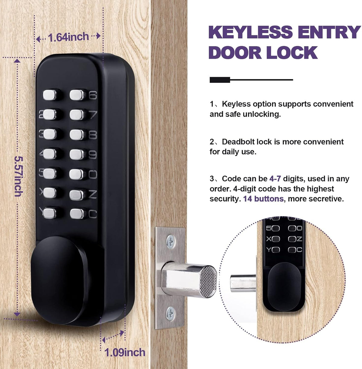 Black Keyless Entry Door Lock with Keypad Deadbolt R42987