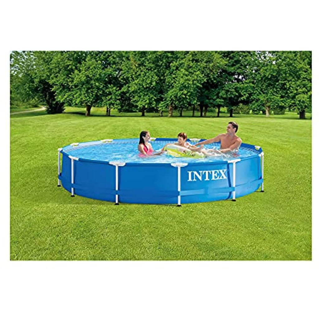 12 Ft x 30 Inches Metal Frame Above Ground Swimming Pool with Filter & Cover E5781