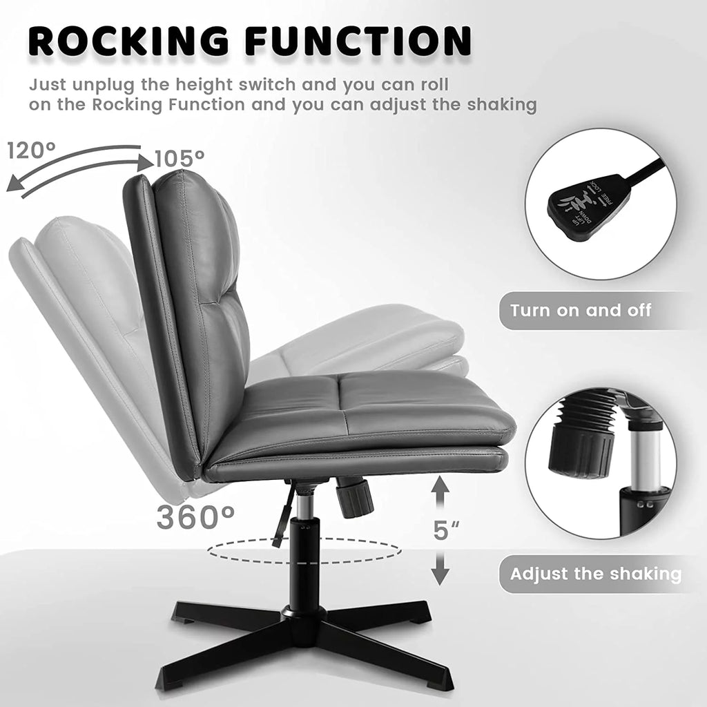 Grey PU Leather Armless Swivel Desk Chair H5728