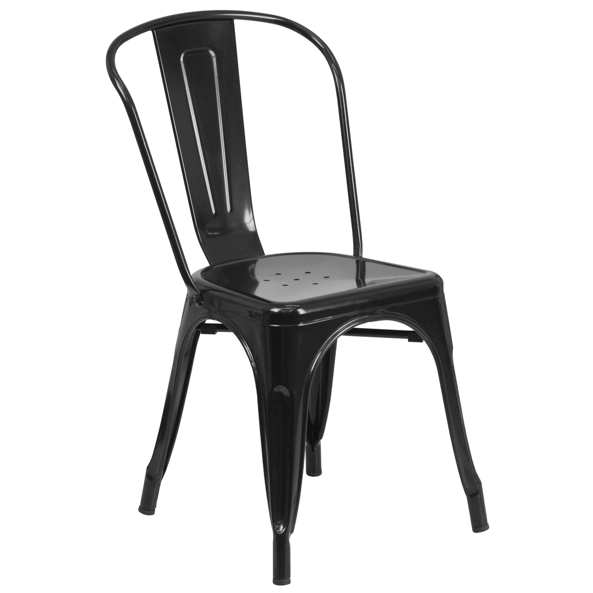 24" Round Black Metal Indoor-Outdoor Table Set with 4 Cafe Chairs E681763