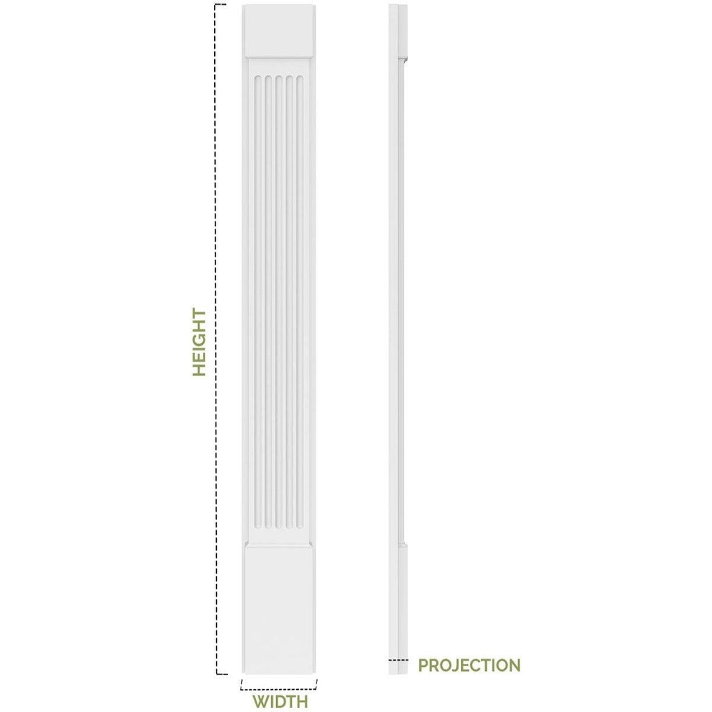 Two Equal Flat Panel PVC Pilaster with Decorative Capital & Base (Pair) U911462