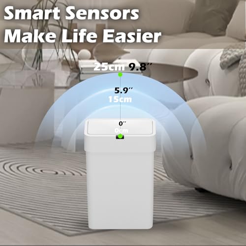 2 Pack Automatic Motion Sensor Trash Can, 2.5 Gallon + 4 Gallon White V68441