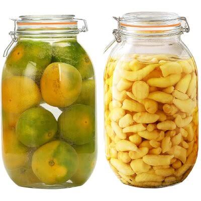 Large Glass Jars with Airtight Lids and Leak Proof Rubber Gasket 101Oz, Wide Mouth Mason Jars with Hinged Lid Kitchen Canisters 3 S273