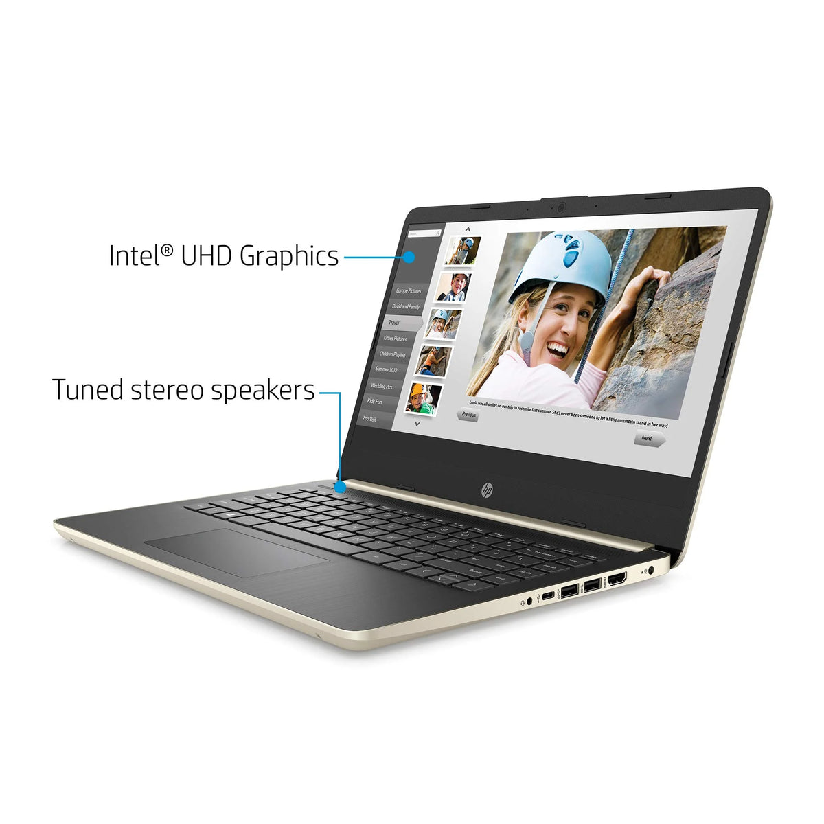 14" HD Laptop Intel i3 16GB RAM 256GB SSD Gold Windows 10 Pro R894