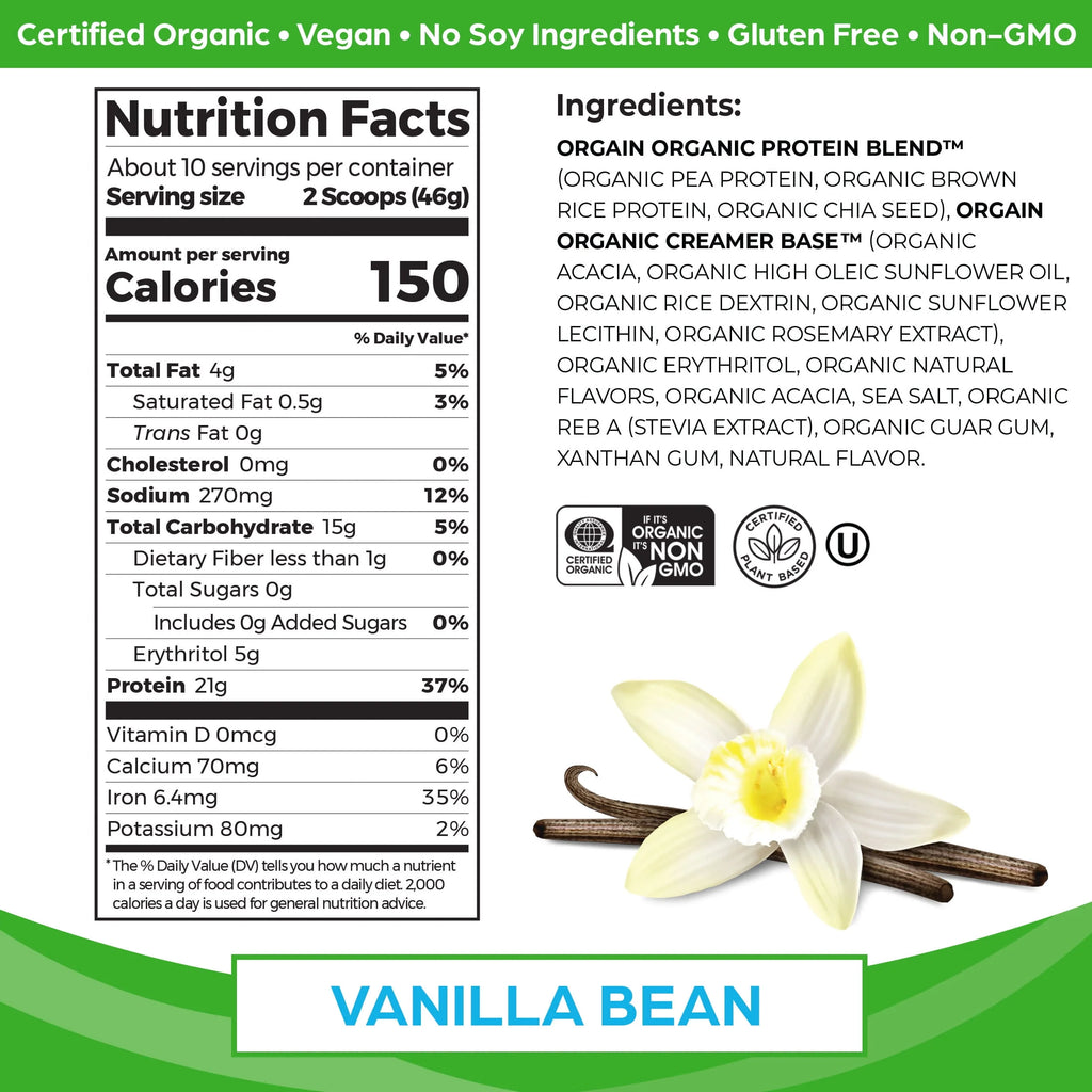 Organic Vegan Vanilla Bean Protein Powder D42158