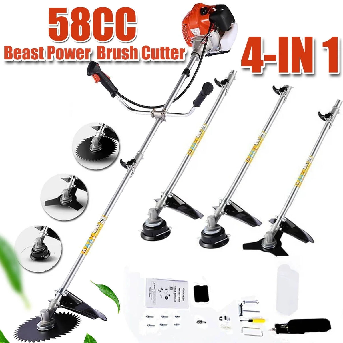 58CC Gas String Trimmer with 4 Detachable Heads H722