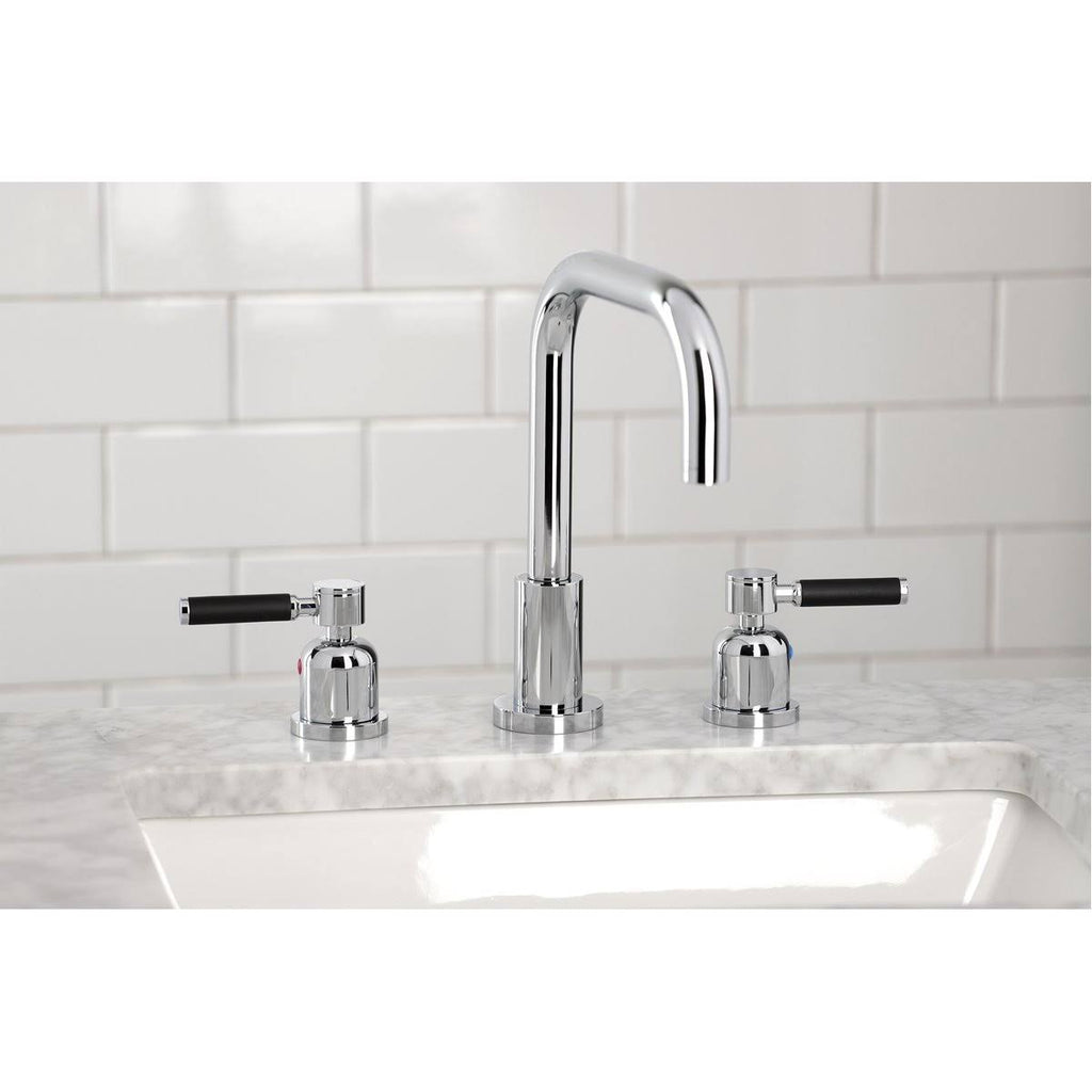 Polished Chrome Widespread Bathroom Faucet with Brass Pop-Up Q5626