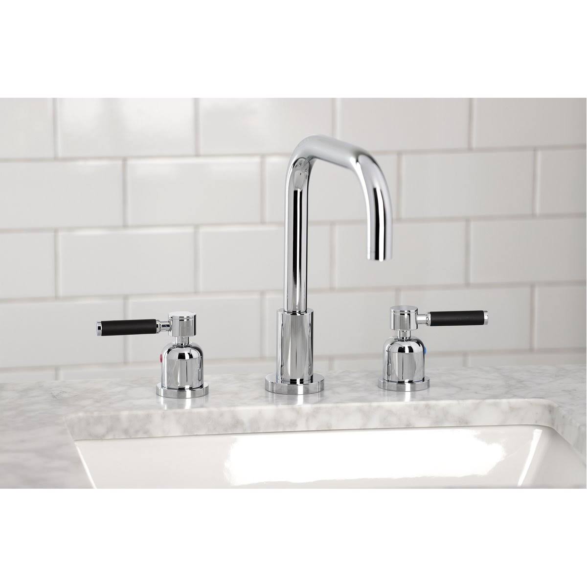 Polished Chrome Widespread Bathroom Faucet with Brass Pop-Up Q5626