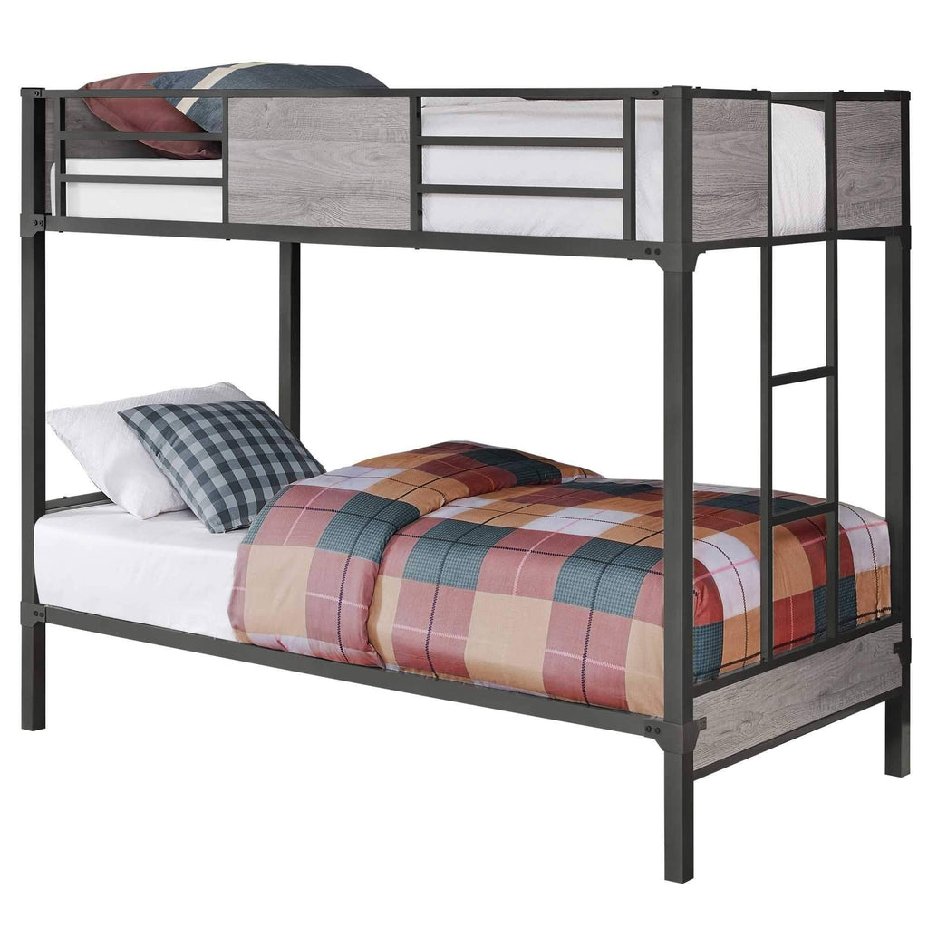 Grey Dark Grey Metal Bunk Bed Twin Size G1403
