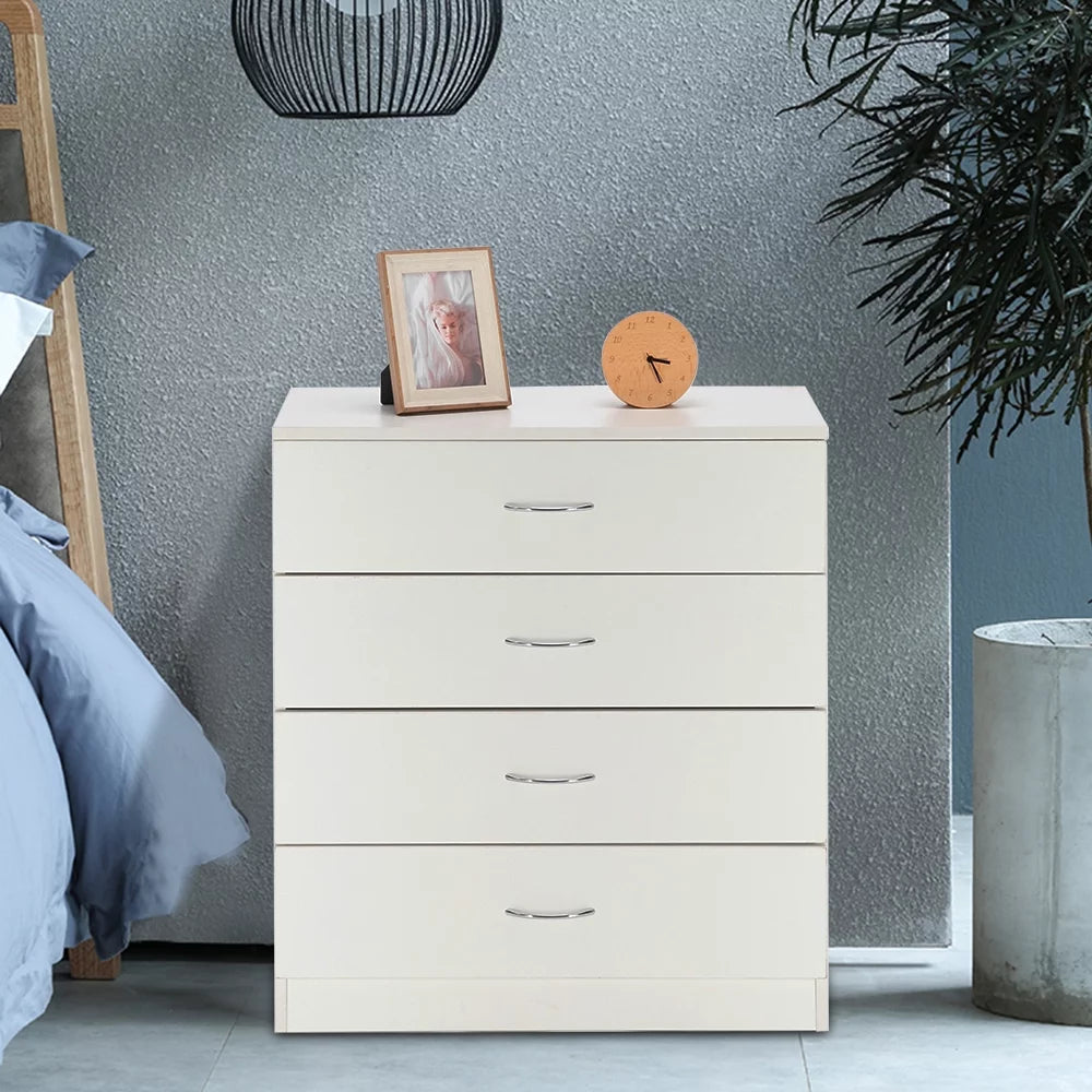 White 4-Drawer Wood Dresser A8612