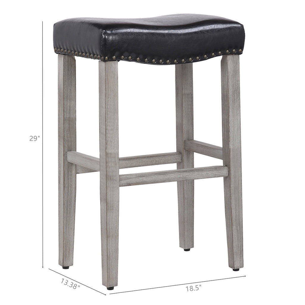 Leather Saddle Bar Stool Set of 2 L67206