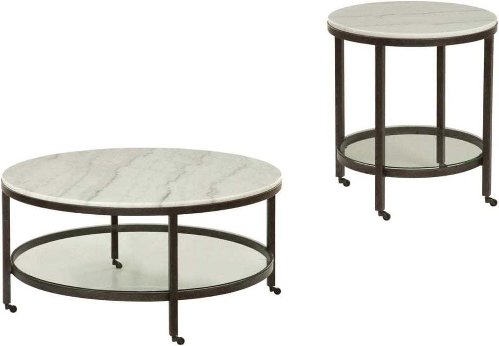 White Marble Round End Table N50939