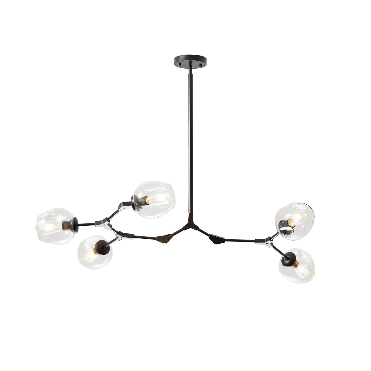 5-Light Clear Glass Linear Chandelier in Black Finish E46462