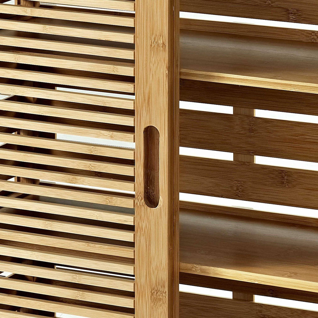 Bamboo Floor Cabinet with 2 Sliding Doors and 3 Shelves Brown O459397