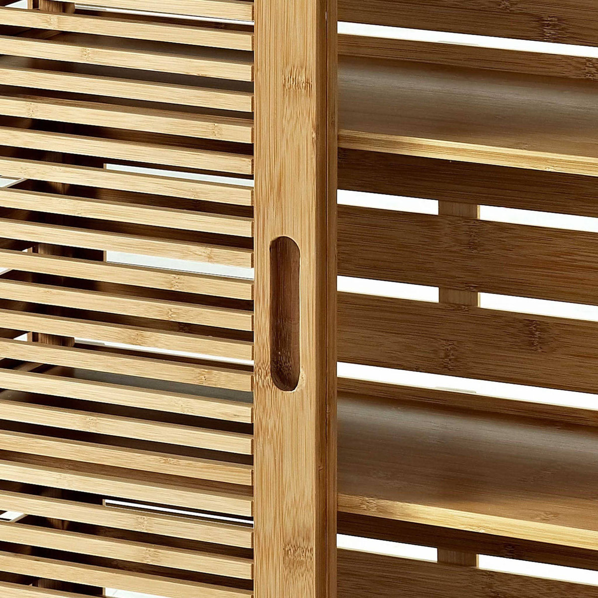 Bamboo Floor Cabinet with 2 Sliding Doors and 3 Shelves Brown O459397